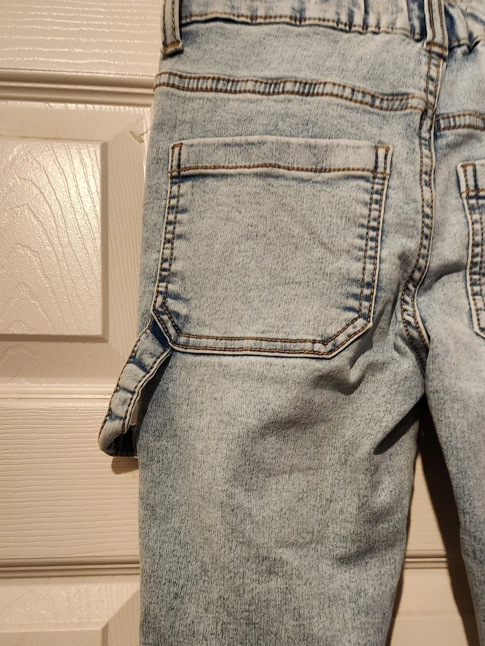 Light Blue Women's Double Button High Waist Skinny Flare With Carpenter Jeans